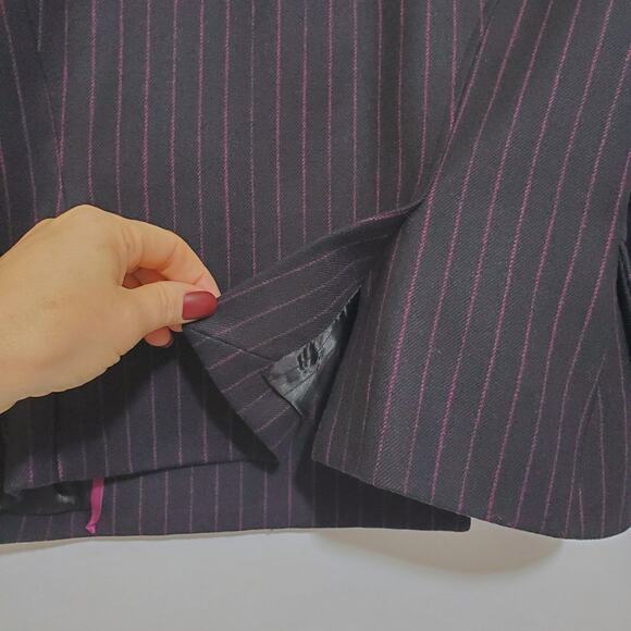 Barbie by David Dixon | Mattel Collaboration Wool Blend Pin Stripe Blazer - Picture 7 of 8